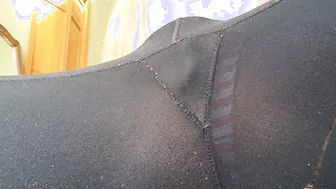 View through Pants and Gigantic Fake Tits
