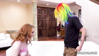 Red Head Arietta Adams offer a sloppy fellatio before ride