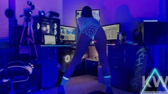 Katie of Katies World Hot  Tan into Fishnet Bodysuit