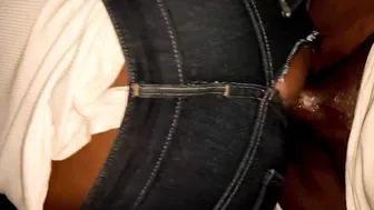 Fit Butt African inside Ripped Jeans Gives Sloppy Hand Job  Boned into Jeans .
