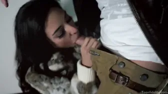 Sexy inside rabbit fur coat banged rough