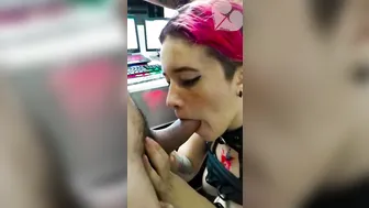 point of view Super Gothic cunt with mouth offer her Bf a Deep Throat Oral Sex and wants all the Cum into her Mouth