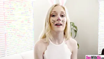 Stepbro fucking his Easter bunny stepsis with crazy sexy booty Emma Starletto