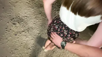 Screwed on the Side of the Road Slim cunt with mouth and Cum on her Buttocks