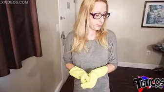 This is a Medical Building Nerdy blonde Karen w/ glasses getting her