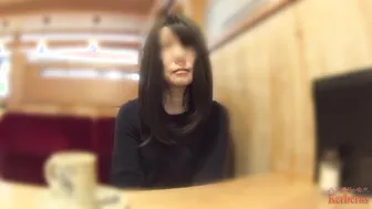 Cuckold fiance took off her panty into the cafe