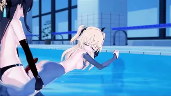 Genshin Impact - Beidou Gets her Snatch Eaten then Fucks Fischl into the Pool. Dyke
