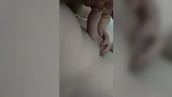 Hot Blonde Giving HEAD while Massaging bf Nuts