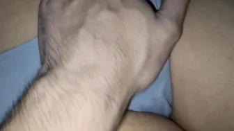 Tight underwear covering bushy vagina