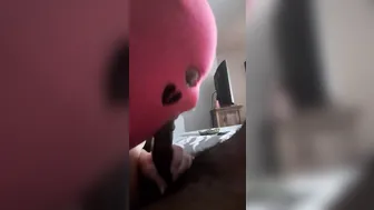 Ski Masked Red Fellatio Blows big black cock