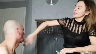 Very rough face slapping and spitting