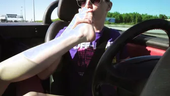 Sportcar porn video – Toes Licking and Toe Sucking Off inside a Sportcar Driving at 80 Mph