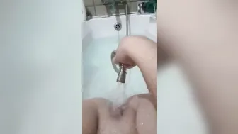 Object insertion:open shower rose into my vagina intil i squirt