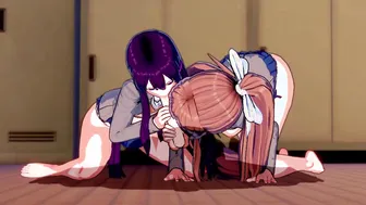 Yuri and Monika Share a Penis inside the Club (point of view) (3D Anime) (Doki Doki Literature Club)