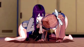 Yuri and Monika Share a Penis inside the Club (point of view) (3D Anime) (Doki Doki Literature Club)