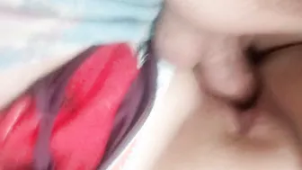 Penis fucks vagina close-up. Sperm inside twat. Cum into