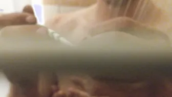 Step Sister Blowing Penis into Shower