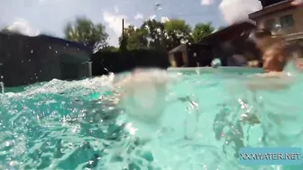 Young Hot Marcie blows on long penis into the pool