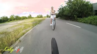 Dirty Women Flashing Jugs and PAWG while Rides Bike. KinkyMylf
