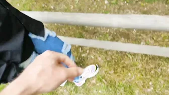 Stranger Dark Hair inside the Outdoors Park Accepts to Fondle that Dick for $10. (Risky)