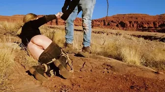 Blonde Hot Getting a Rough Booty Fucking and Domination Session outdoor into the Bombshell of Nature