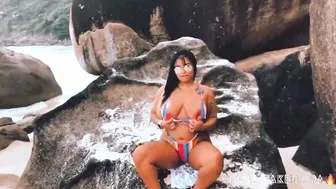 Angel Takemura Topless for Surfers on Grumari-rj beach