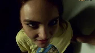 The sluts give a head on a outdoors balcony and then walks