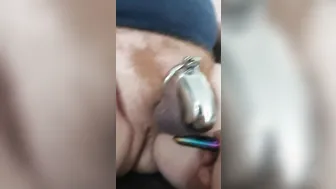 Chastity Tease with Dildo and Ball Slapping