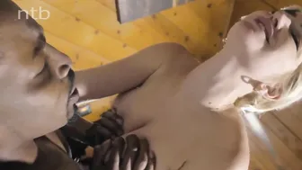 Blonde inside interracial heaven