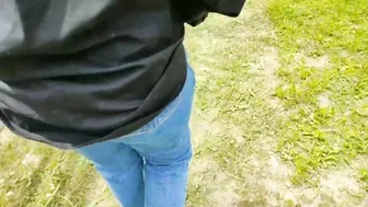 Stranger Dark Hair into the Outdoors Park Accepts to Fondle that Dick for $10. (Risky Sex)