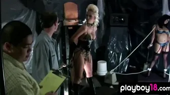 Men surprised and totally busted inside a dark bondage cave