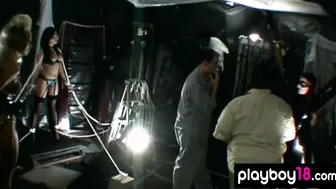 Men surprised and totally busted inside a dark bondage cave