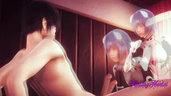 Evangelion Animated 3D - Rei Ayanami Enjoy with Shinji Rough