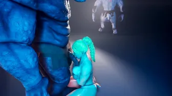 3 Minotauros Fucking a Big Boobed Blonde 3D