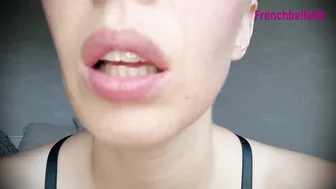 Lip and Tongue Posing Lipstick Smearing on Face
