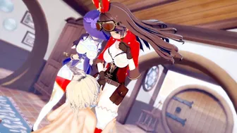 Genshin Impact: 3 WAY WITH AMBER AND LISA (3D Cartoon)