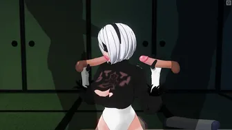 3D ANIME 2B Jerks off her Friends
