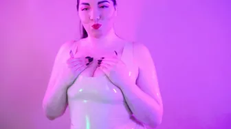 Inside Me porn video – Gigantic Melons inside Beige Pvc