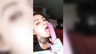 Inked Hispanic Blowing on Vibrator Part one