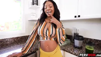 Ebony stepmom milf September Reign healthy morning bj for her stepson
