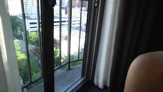 Balcony Sex and Oral Sex into Busy Downtown he Ejaculates all Ovr my Face so I Wave to Next Door Facialized
