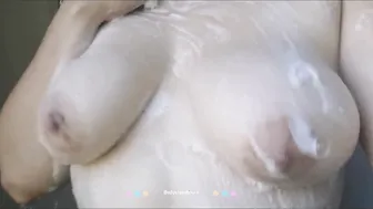 Soapy Titties Bouncing into the Shower
