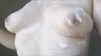 Soapy Titties Bouncing into the Shower