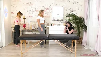 PAWG masseur having sex with lesbo friend
