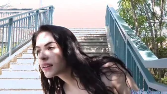 Pulled gothic amateur giving bj into exchange of some money