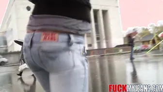 Dark Hair Bombshell into Tight Jeans Getting Anal Hardcore CFNM