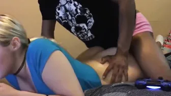 White women takes ebony penis while having fun Mario