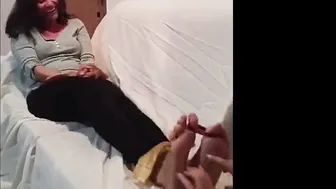 My Ticklish Aunt Lets Me Tickle Her Foot