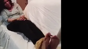 My Ticklish Aunt Lets Me Tickle Her Foot