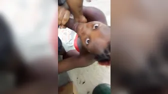 Strolling on the Beach African Thot Worried about gets Caught Gave Sloppy Bj